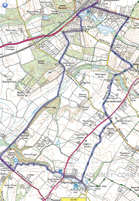 A 9m circular walk in January 2005 from Blakedown