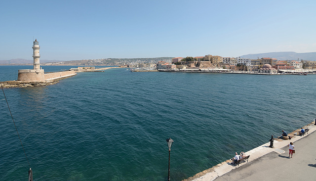 The harbour of Chania from the castle walls.