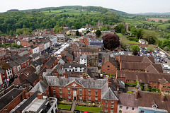Looking west: Market Place and Ludlow Castle
