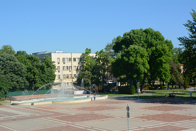 Bulgaria, Polski Trambesh, The Main Square with the Fountain Bulgaria, Polski Trambesh, The Main Square with the Fountain