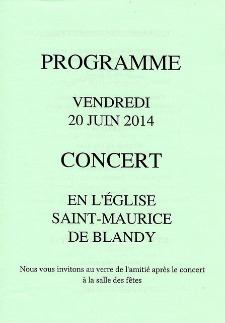 Concert à Blandy-les-Tours le 20 juin 2014