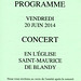 Concert à Blandy-les-Tours le 20 juin 2014