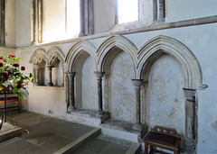 woodchurch church, kent (26)c13 double piscina and sedilia