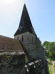 woodchurch church, kent (24)c13 tower and spire seen from the roof of the porch