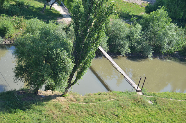 Moldova, Orheiul Vechi, Suspension Bridge over Răut River
