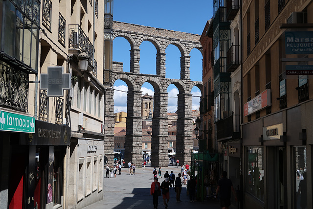 The Aqueduct dominates the town