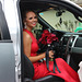 Lady in Red...:))   in vehicle heading out to her Senior Prom...:)  4-2020
