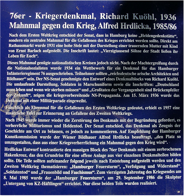 Erklärung zum Krieger- und Gegen-Denkmal