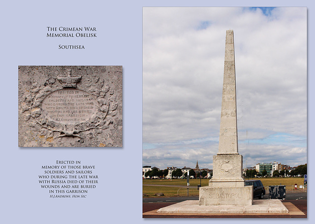 Crimean War Memorial - Southsea - with dedication - 11 7 2019