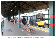 Island Line Train 484 004 prepares to depart from Ryde Pier Head 13 9 2023