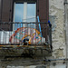 Balkon mit Wäscheständer