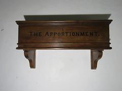 woodchurch church, kent (19)the apportionment; a c19 container fixed onto the wall of the room over the porch
