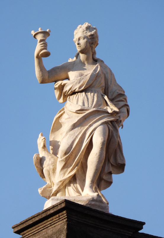 Sculpture of a Figure with a Chalice in Piazza Dante in Naples, June 2013