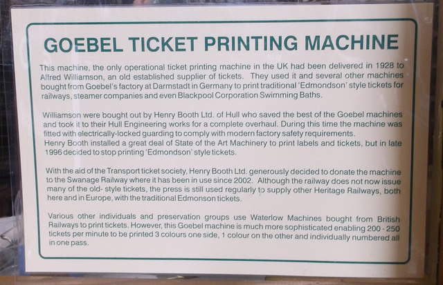 O&S - Goebel ticket printing machine