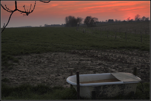 Take a bath by sunset