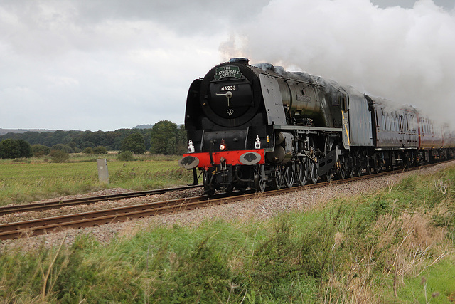 LMS class 8P Coronation 46233 DUCHESS OF SUTHERLAND at Willerby Carr Crossing with 1Z37  Scarborough - London Victoria The Moors & Dales Explorer 18th September 2017