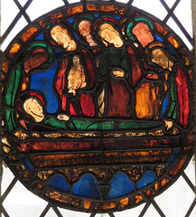 woodchurch church, kent (11)early c13 glass , burial of the virgin