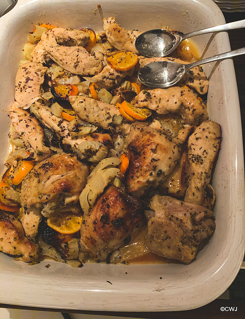 Roast Chicken with Clementines, Arak and Fennel