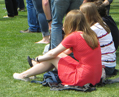 sitting on the lawn