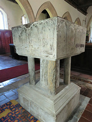 woodchurch church, kent (9)late c12 font, waxed in victorian times