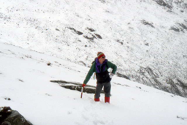 Stephen on North East Ridge of Mullach nan Coirean 16th May 1993