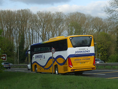 Johnsons Coach and Bus Travel YN17 OMT on the A11 at Barton Mills - 4 May 2018 (DSCF1545)
