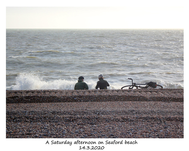 Having a breather on Seaford beach 14 3 2020