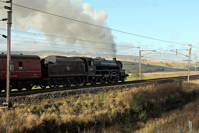 Stanier LMS class 5 45212 climbing Shap at Scout Green with 1Z59 06.15 Nottingham - Carlisle Northern Belle 26th October 2024.