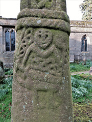 brailsford church, derbs; early c11 cross shaft with warrior holding sword and shield amidst interlace