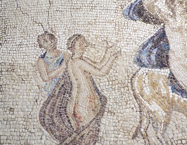 Detail of The Rape of Europa Mosaic in the Archaeological Museum of Madrid, October 2022