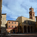 Italy, Pienza, Piazza Pio II with the Clock Tower