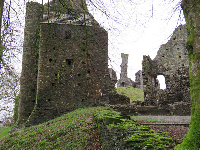 okehampton castle, devon , c14 gate and lodging range(2)