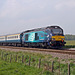 DRS class 68 68022 RESOLUTION with 1Z68 Pathfinder Tours The Yorkshire Moors Explorer Swindon - Scarborough at Willerby Car Crossing 29th April 2017 the first class 68 to come to Scarborough