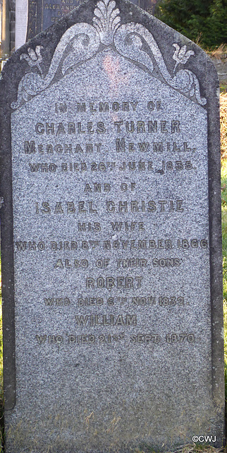 Charles Turner of Newmill's grave - Fife-Keith Cememtery