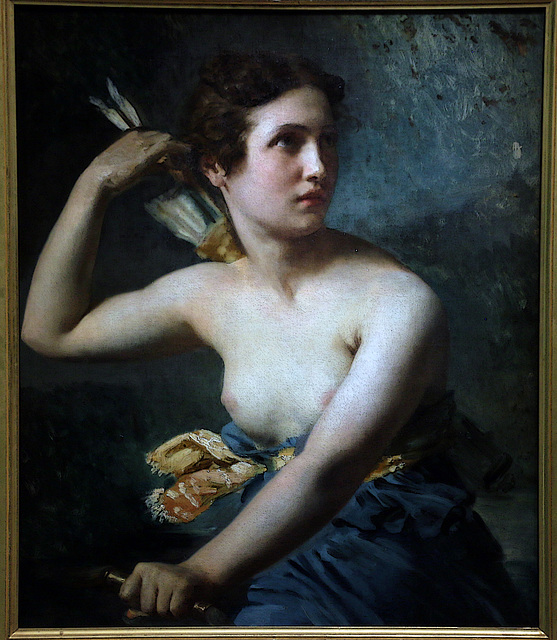 Nymphe chasseresse - Huile sur toile de Léon Cogniet