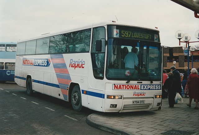 Wessex (National Express contractor) 163 (K794 OTC) at Newmarket - 22 Jan 1994