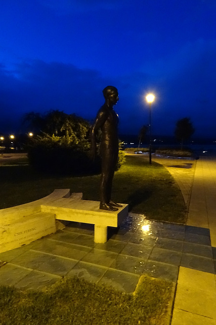 Frank Csik Statue At Night