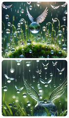 flying waterdrops