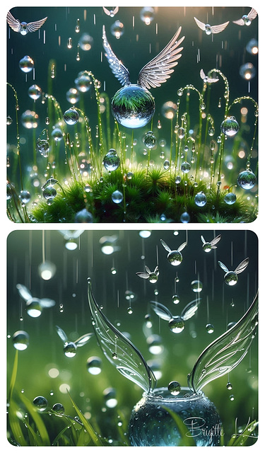 flying waterdrops