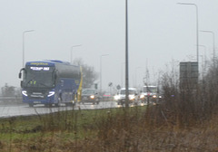 Prospect Coaches (Megabus contractor) PR73 EMA on the A11 at Barton Mills - 8 Feb 2024 (P1170282