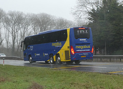 Prospect Coaches (Megabus contractor) PR73 EMA on the A11 at Barton Mills - 8 Feb 2024 (P1170284)