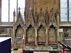 sandiacre church, derbs ; c14 sedilia and piscina