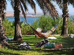 After work a good rest on the shore of the lake Kineret, Israel.