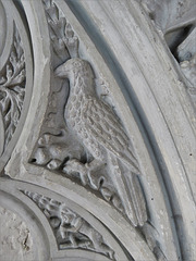 sible hedingham church, essex (24)hawk and ?huntman with horn on cenotaph of condottiere sir john hawkwood +1394