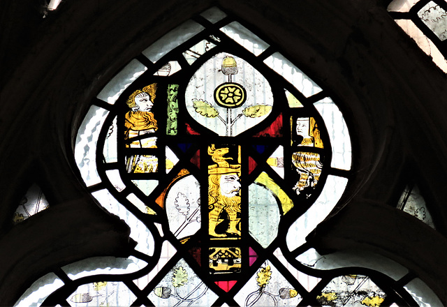 sandiacre church, derbs ; c14 glass beasties