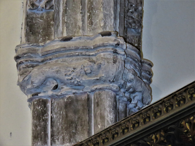 dartmouth church, devon , c15 lion and beast capital (2)