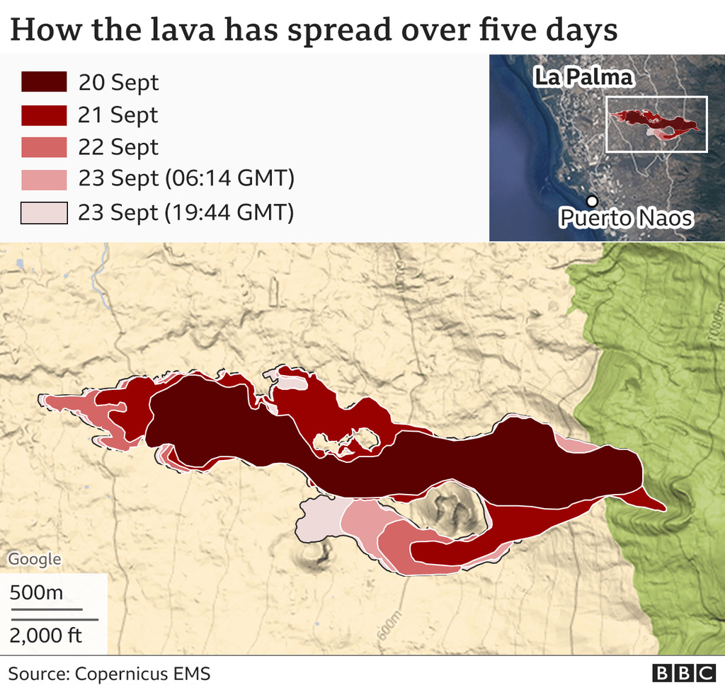 LaP - first lava flows from Cumbre Vieja