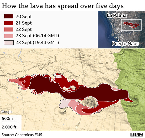 LaP - first lava flows from Cumbre Vieja