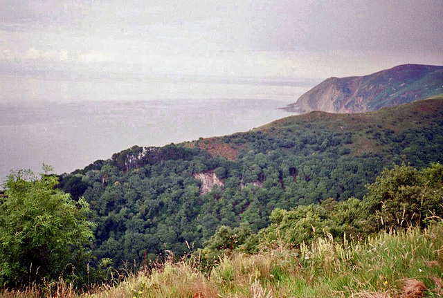 Looking towards Foreland Point from near Lyn Cleave (Scan from July 1991)