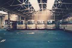 Yelloway coaches in the garage in Rochdale – 9 Mar 1986 (35-6)